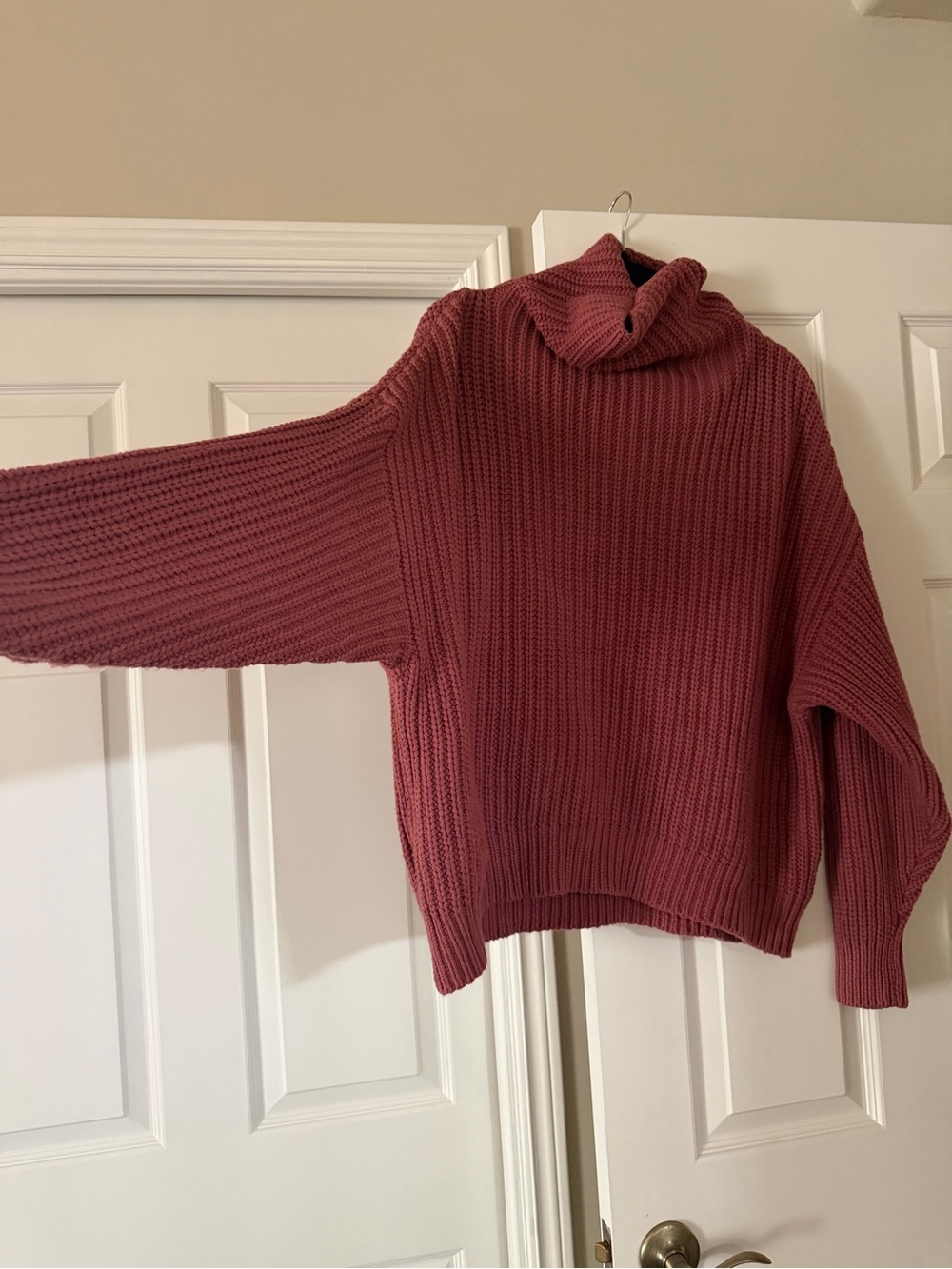 Free People Ribbed Cowl Neck Sweater - Mauve Pink